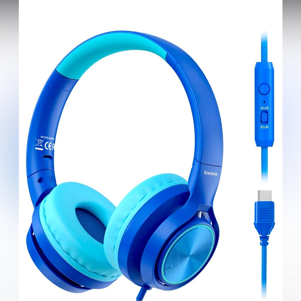 Blue Wired Headphones - Picture 1 of 6